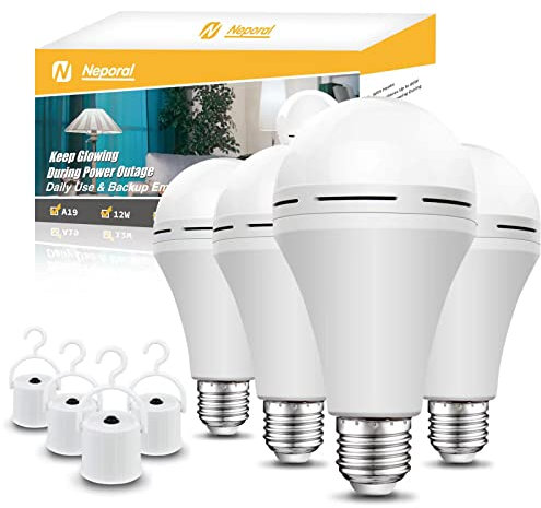 Neporal Rechargeable Light Bulbs (Daylight, 4 Pack)