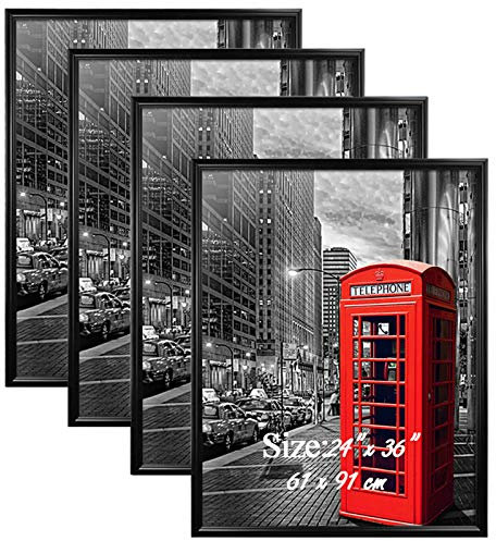 4er Set Schwarzer Bilderrahmen Posterrahmen 61x91cm mit Plexiglas ideal für Wanddeko Wandkunst Porträtfoto Geschenk