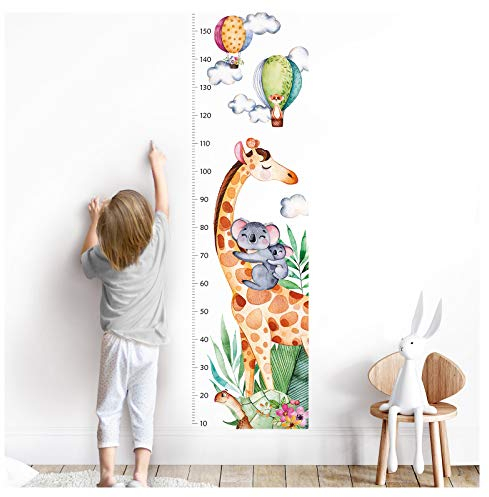 Little Deco Wandtattoo Kinderzimmer Junge Mädchen Messlatte | 150cm Giraffe Koala Ballons | Tiere Wandaufkleber Kinder Wandsticker Aufkleber Dekoration DL372