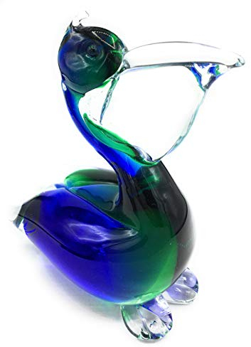Vinciprova Le Edelsteine von Venedig Tucano Skulptur aus verknotetem Glas, Blau / Grün, aus der Kollektion Muranoglas, hergestellt in Italien