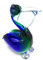 Vinciprova Le Edelsteine von Venedig Tucano Skulptur aus verknotetem Glas, Blau / Grün, aus der Kollektion Muranoglas, hergestellt in Italien