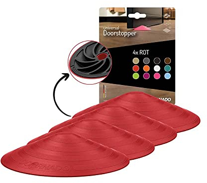 Doornado Starker Gummi Türstopper - Türhalter ohne Bohren - Für alle Arten von Türen und Böden - 118x25mm – Designpreis - Rot