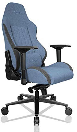 REKT ULTIM8 Silla Gaming de tela Premium – Silla de oficina – reclinable a 180° – Reposabrazos 4D – Cojín ajustable para la nuca – Cojín lumbar – Estrella de aluminio ADC12 (azul)