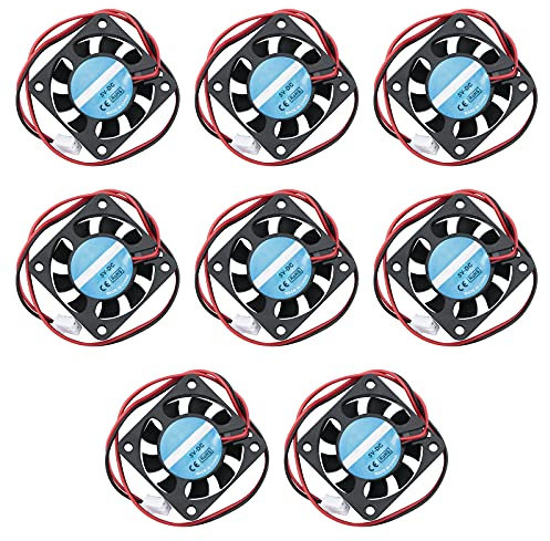 Rowiz 8pcs 40mm (4cm) DC 5V Cooling Fan with 2 Pin Connector High Speed Brushless Fan Mini Heatsink for Printer Video Recorder, 40×10mm