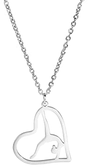 Gymnast Charm Halskette Gymnastik Geschenke für Mädchen Flipping Gymnastik Sport Herz Anhänger Halskette Edelstahl Inspirierende Schmuckgeschenke für Frauen Turner Trainer Sport Ballerina