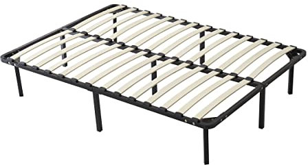 King of Dreams Jacky - Solide et Confortable Sommier 140x190 x 29 cm Cadre a Lattes + 9 Pieds en Metal - Montage Rapide et Facile - epaisseur du Metal +/- 1,2 mm 2 x 14 Lattes en 9mm