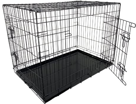 HugglePets Black Metal Dog Puppy Cage Foldable XX-Large 122cm Dual Door with Locks, Car Home and Travel Crate