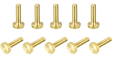 sourcing map 10 Stück Rändel Schrauben M6x25mm Flache Messing Bolzen Griffknöpfe Befestigung für PC Elektronisch Mechanisch