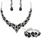 EVER FAITH Statement Halskette Ohrringe und Armband Set für Damen österreichische Kristall Tropfen Cluster Schmuckset Schwarz Silber-Tone