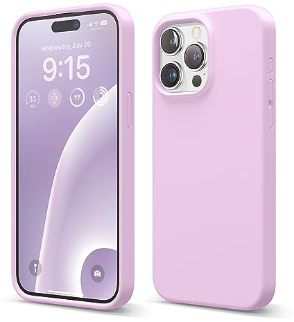 elago Flüssig Silikon Case Kompatibel mit iPhone 15 Pro Max Hülle, Premium Silikon Handyhülle, Ganzkörper Schutzhülle [4 Lagige Stoßfeste Struktur], Kratzfestes Weiches Mikrofaserfutter (Licht Lila)
