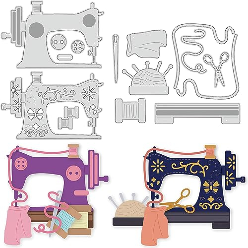 BENECREAT 2 Stile Alte Nähmaschine Gestanzte Metall-Papier-Stanzschablonen, Nähen Werkzeuge Metall Präge Schablonen Vorlage Für Papier Karte Herstellung DIY Scrapbooking Album Handwerk Dekor