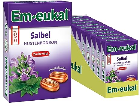 Em-eukal Hustenbonbons Minis Salbei, Zuckerfrei mit Vitamin C, 10x50g