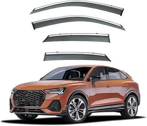 XTRU Auto Windabweiser für Audi Q3 Sportback F3 2020-2023, Regensicher Schneesicher und Sonnensicher Einfache Montage Dekorative Auto Fenster Zubehör