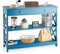 GOPLUS Konsolentisch, schmaler Eingangstisch mit Schublade und 2 Ablagen, Flurtisch Holz für Flur, Wohnzimmer, Eingang, 100 cm x 30 cm x 80 cm (Blau)