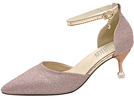 Scarpe Tacco Donna, Pelle Sposa Comodi Scarpe Cerimonia con Tacco Pianta Larga Cerimonia Scarpe Decolte Sexy Eleganti Scarpe Tacco Casual Chiusi Davanti Decollete Tacco Basso