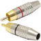 Aerzetix - C69020 - Set di 2 connettori spine RCA maschio dritto 44x11mm 1 anello di localizzazione rosso e nero - audio microfono