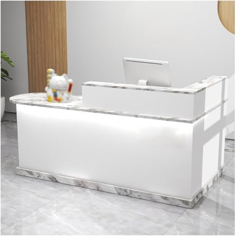 Rezeptionstheke Mit LED, Empfangstheken, Rezeptionsmöbe, Verkaufstheke, Abschließbare Schubladen An Der Rezeption, Laden-Theke, Bürotheke Rezeption Tisch, Empfangstresen, Klinik, Salon, Lobby, MDF ( C