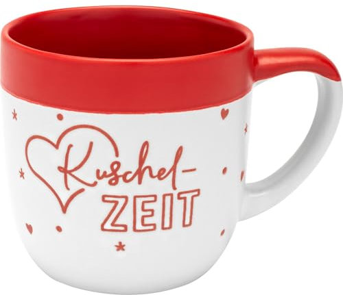 GRUSS & CO Tasse Motiv Kuschelzeit | Kaffeetasse aus Steinzeug, 40 cl, Höhe 9,2 cm, Tasse mit Spruch, in Geschenk-Banderole | Geschenk Weihnachten, Wintertasse | 51162