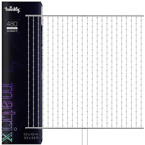 Twinkly Matrix 480 RGB High Density LED Curtain - Smart Multicolor Gaming Lights Compatible with Razer Chroma, Omen, Alexa, Google Home - App Control, Transparent Wire, 1m x 1m