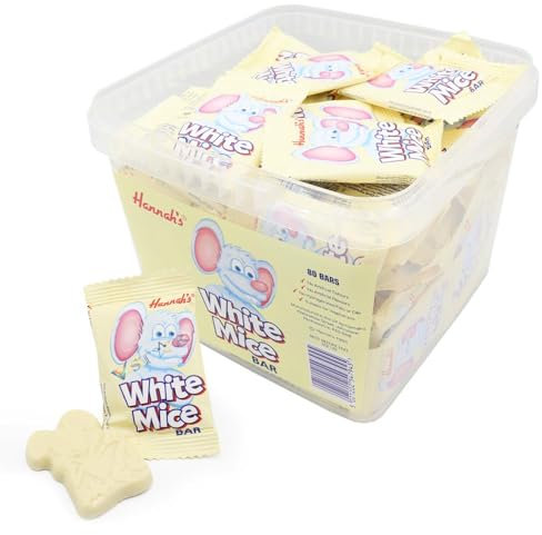 Hannaahs White Chocolate Flavour Mice Candy with Tub 80 x 14g