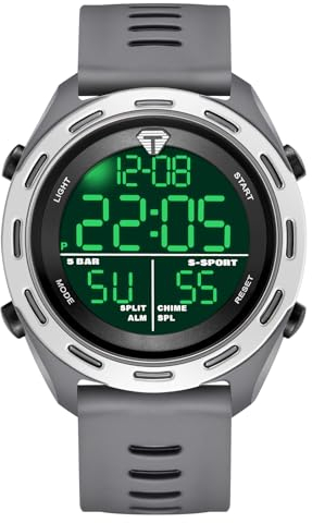 CIVO Digital Uhren Herren Sport: Wasserdicht Armbanduhr Große - Militär Stoppuhr Wecker Grau