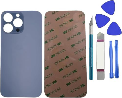 Dakexiong 13 Pro Max Verre arrière de Rechange pour iPhone 13 Pro Max avec kit d'outils de réparation(bleuSierra)
