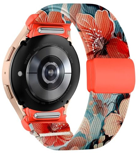Chinbersky Elastisches Armband Kompatibel mit Samsung Galaxy Watch 7/6/5/4/FE Armband 40mm 44mm/Galaxy Watch 5 Pro/Galaxy Watch 6 4 Classic 43mm 47mm 42mm 46mm mit Magnetisch Schließe Sport Nylon Band