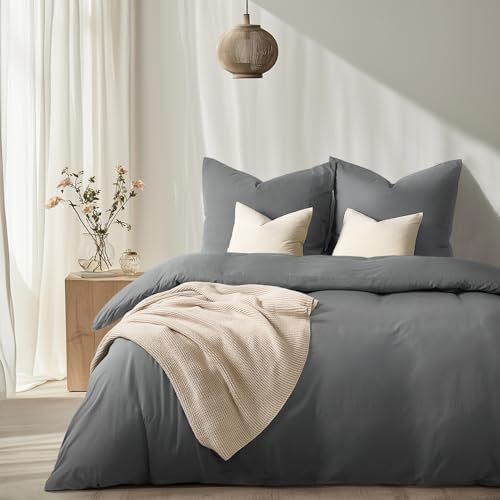 WohlNest Bettwäsche 155x220 Grau,Bettwäsche-Sets Mikrofaser 1 Bettbezug 155x220 + 1 Kissenbezuge 80x80 cm,155x220cm Bettwäsche Einzelbett mit Reißverschluss Für Jungen und Männer