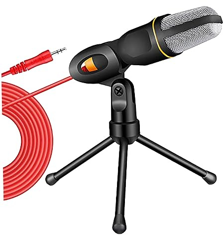 JOINPAYA Stativmikrofon mit Mikrofonständer für Pc, Schwarz aus Metall | Kunststoffteile, Verstellbarer Winkel, für Live Show und Home Recording, Schlichtes Design