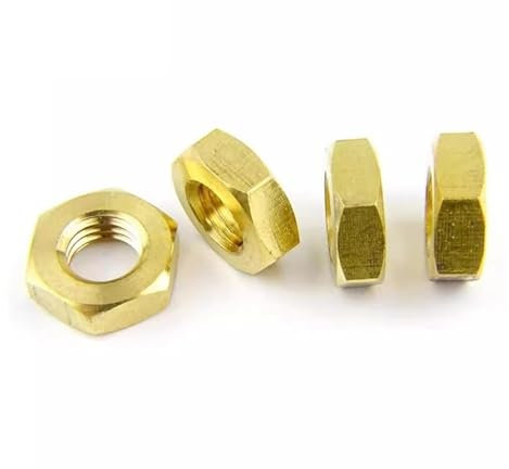 Genérico Tuerca fina de latón Tuerca castillo fina hexagonal M3 M4 M5 M6 M8 M10 M12 M16 M20 M24 M30 Contratuerca hexagonal(M18x9mm 10pcs)