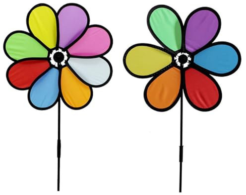 Gogogmee 2stücke Bunte Gartenwindmühle Windräder Lernspielzeug Gartenwindräder Ornament Cartoon-Design Windradspielzeug Für Party Und Outdoor-Dekoration