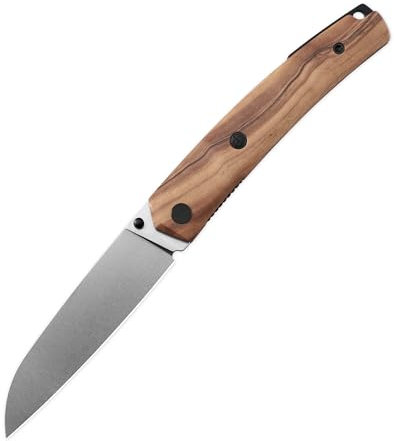 Petrified fish PF719 Couteau Pliant, 3,34 inch 12C27N lame en acier, 2,30 OZ G10 Poignée Poche EDC Couteau Pliant (Olivewood Stonewashed)