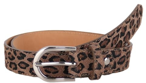 MIRROSI Ledergürtel Damen Herren Gürtel, Made in Italy, 3cm breit (Leo Coffee (Silberne Schnalle), 85cm)