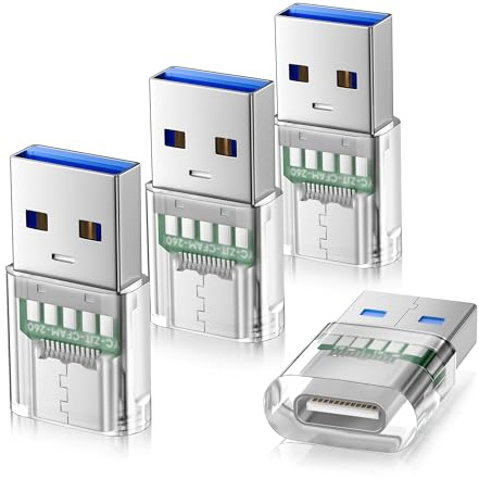 Elebase Adattatore per iPhone 17 Air,Connettore da USB 3.0 a USB C 4 Pezzi,Tipo C Femmina A Maschio Convertitore per iPhone 16 15 14 Pro Max Plus,iPad 10 Air 5 6 Mini 7,iWatch 11,Samsung Galaxy S25