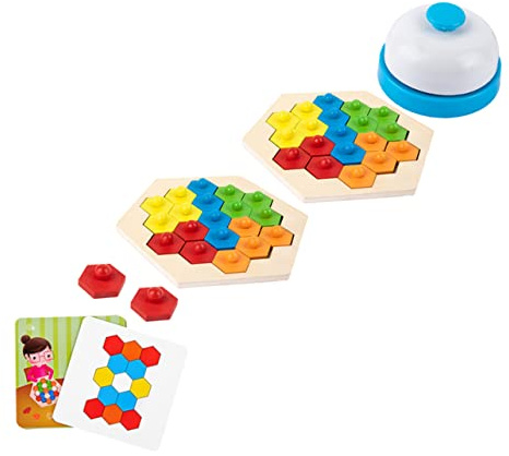 Holz Sechseck Puzzle Wabenpuzzle Spielzeug für Eltern und Kind | Puzzle Blöcke, Zufallsstil mit Kartenrückseite, Hält Kinder Beschäftigt und Trainiert das Problemlösen