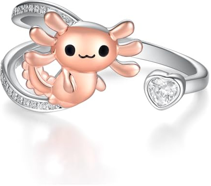 Zunxinsan Axolotl-Ring aus 925er Sterlingsilber Axolotl-Ring Schöner Schmuck Axolotl Geschenke für Frauen