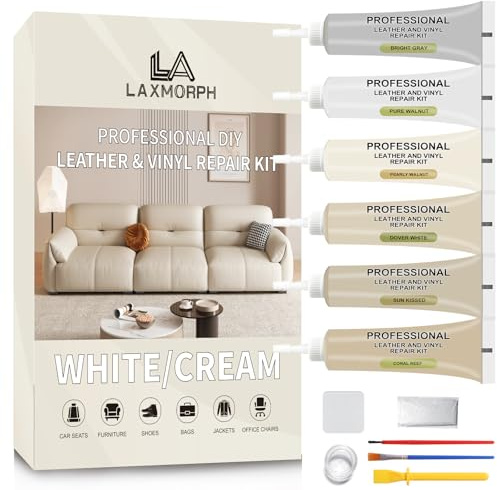 Leder-Reparaturset für Möbel, Leder-Vinyl-Couch-Reparaturset für Sofa, Jacke, Autositze, Reparatur von Rissen & Brandlöchern Wiederherstellung von Bonded, Italienisch, Pleather, Genuine (Weiß)