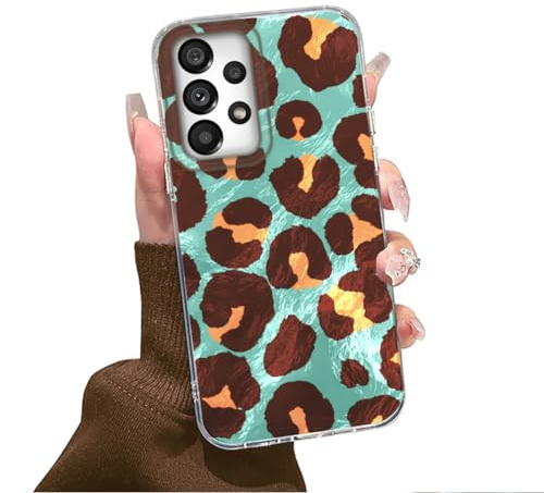Tedyhulle für Samsung Galaxy A53 5G Hülle, Weich TPU Rahmen Harter PC-Rückseite Case mit Leopard Braun Motiv, Dünne Handyhülle Stoßfeste Kratzfest Schutzhülle für Frauen Mädchen Ästhetischer Glitzer