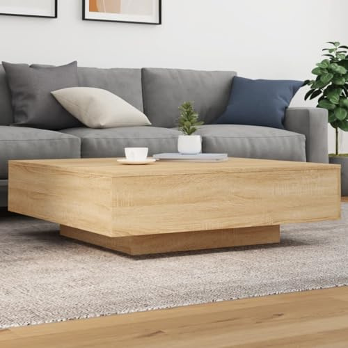 Holamys Couchtisch Sonoma-Eiche 100x100x31 cm, Moderner Wohnzimmertisch aus Holzwerkstoff, Robuste Ablagefläche für Dekoration, Vielseitiger Sofatisch