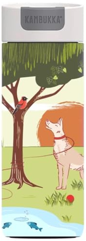 Kambukka Olympus Thermal Cup 500ml Joyful Dogs - Limited Stainless Steel Thermos Leakproof Travel Cup for Coffee and Tea for Dog Lovers