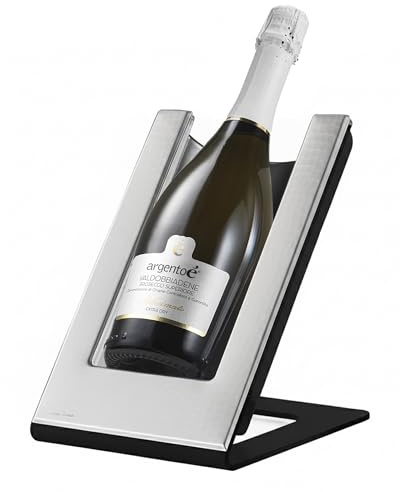 argentoè Gelette Rafraîchisseur de Bouteille de Vin - Porte-Bouteille Réfrigérant et Glacette Thermique de Table - Présentoir pour Mousseux et Champagne Sans Glace - Design Made in Italy (Argent)
