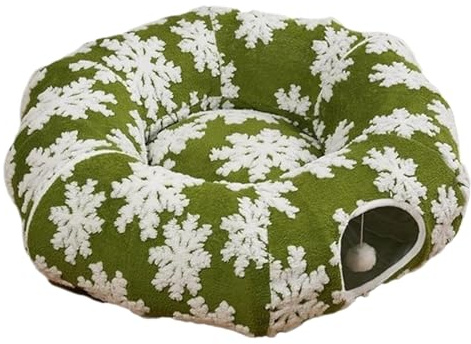 Cama Tunel para Gatos, Túnel para Gatos con Forma De Falda De Árbol De Navidad, Túnel Suave En Forma De Rosquilla para, Túneles Interactivos para Cats con Diseño De Copo De Nieve
