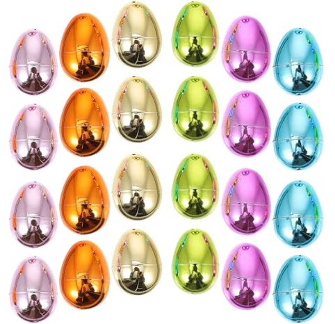 HOMSFOU 24 Pezzi Uova di Primavera di Plastica Riutilizzabili da 6cm, Decorative e Apribili per Artigianato e Cacce alle Uova, Sviluppano Abilità Motorie Fini