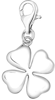 Quiges Charms Anhänger Kleeblatt Versilbert Damen Schmuck für Bettelarmband