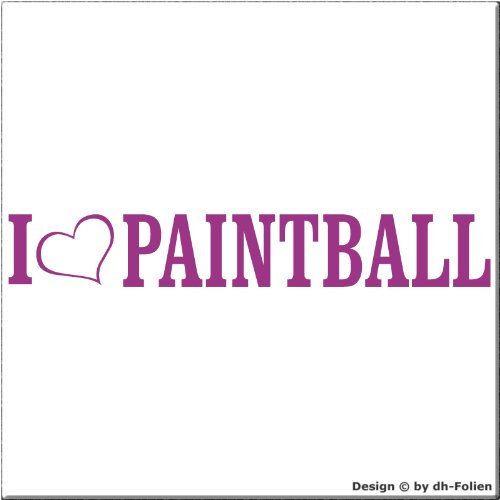cartattoo4you® AL-00872 | I Love (als Herz) Paintball | Autoaufkleber Aufkleber Farbe Hellviolett, in 24 Farben erhältlich, glänzend 20 x 3 cm Waschstrassenfest Motiv Copyright by dh-Folien