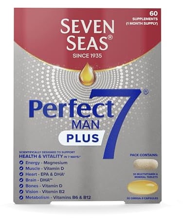 Seven Seas Perfect7 Man Plus, Multivitamin With Omega-3 And Vitamin D For Men’s Health Support1-7, 30 Tablets plus 30 Capsules, 1 Month Supply