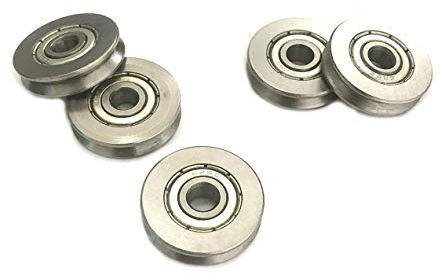 Lagerstahl-Rillenrolle mit V-Nut, 5 x 22 x 5 mm, 5 Stück