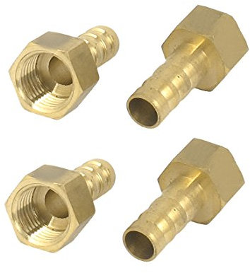 sourcing map 4pcs Raccord Cannelé 1/4BSP Filetage 8mm Tube Diamètre Laiton Tuyau Barbillon Coupleur Externe Hexagon Connecteur