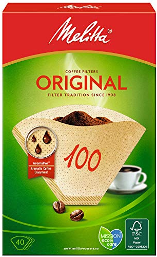 Melitta Filtertüten 100, Aromapor Papier, Naturbraun, 40 Stück
