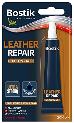 Bostik Leather Repair Glue, Extra Strong, Quick Drying, Flexible Bond, Water Resistant, Colour: Clear, 20ml tube